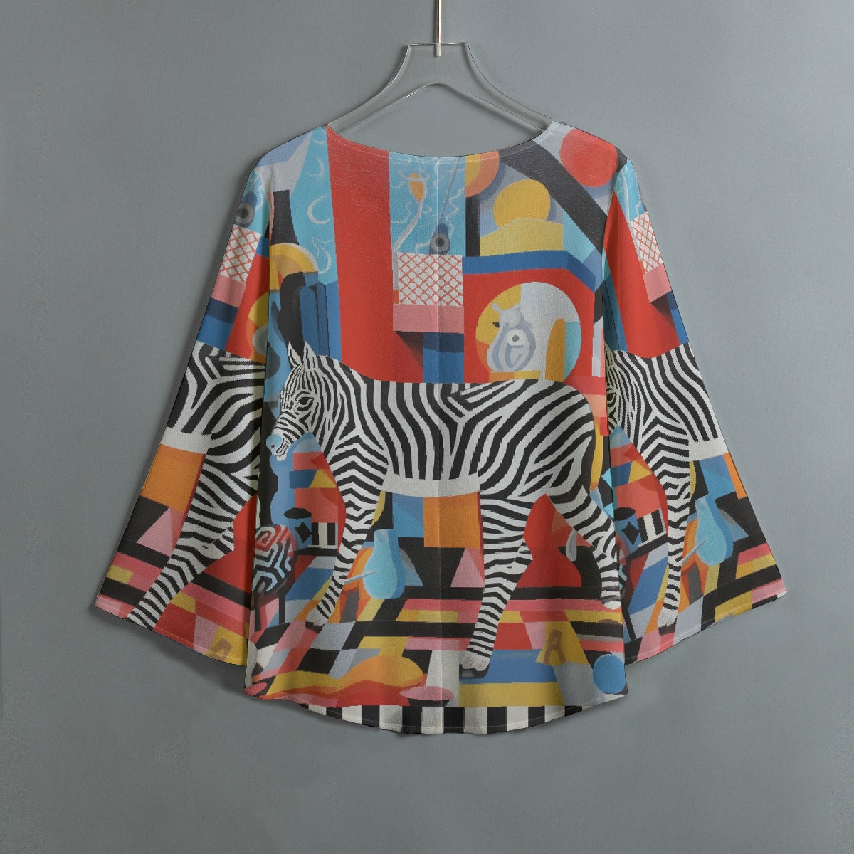 All-Over Print Women's V-neck T-shirt With Irregular Hem
