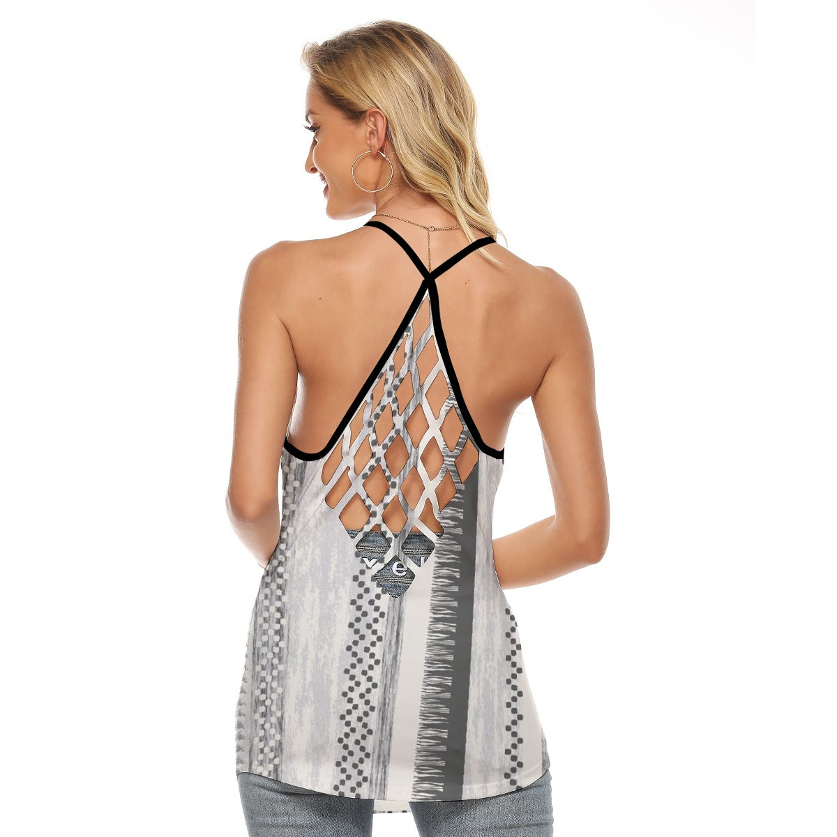 All-Over Print Women's Criss-Cross Open Back Tank Top
