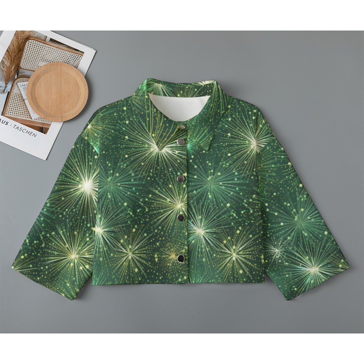 All-Over Print Women's Cropped Jacket | 245GSM Cotton
