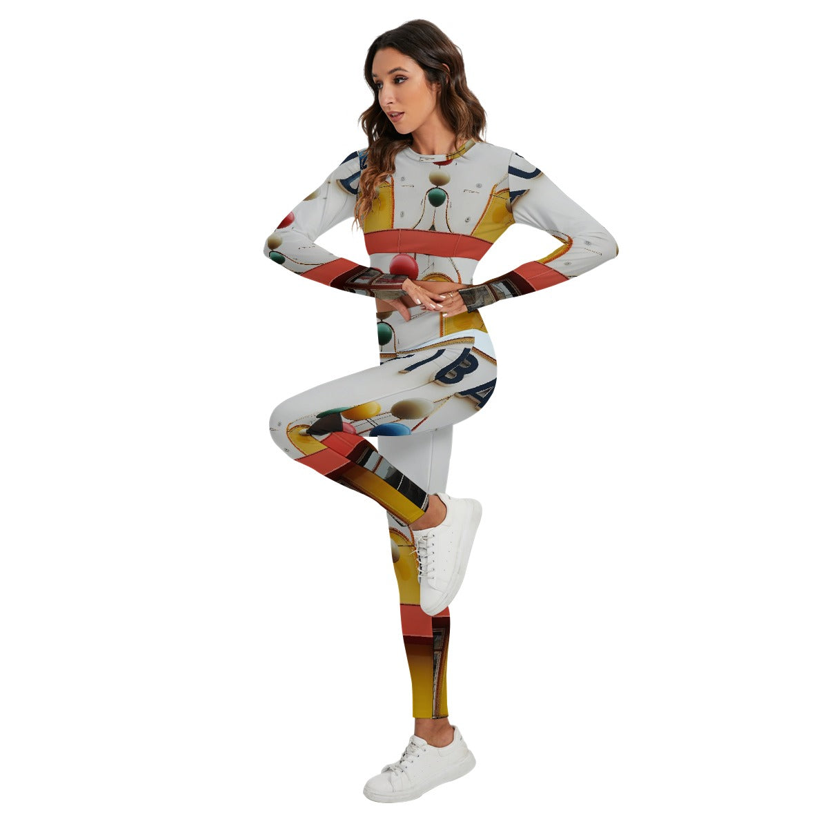 All-Over Print Women's Sport Set With Backless Top And Leggings