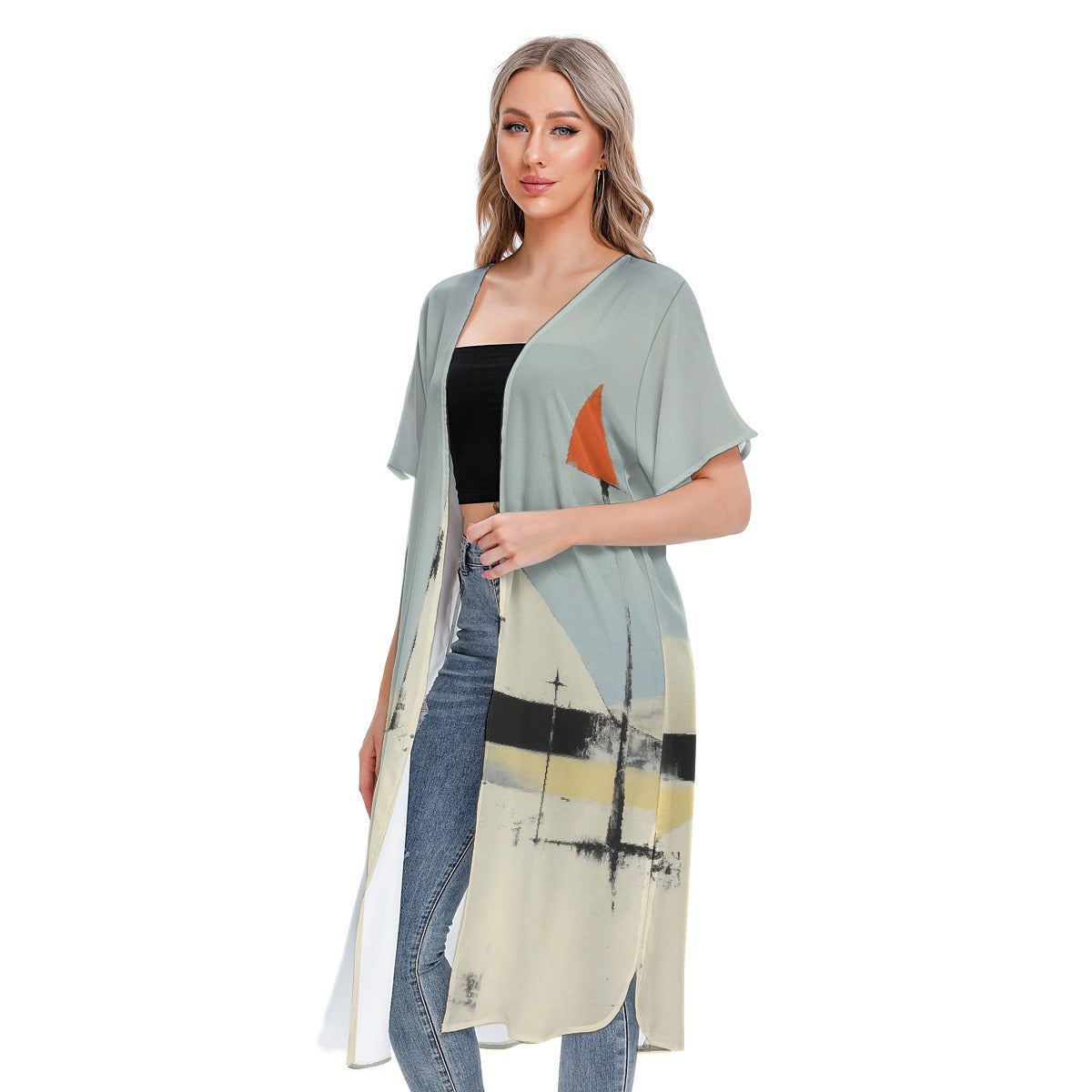 All-Over Print Women's Short Sleeve Cardigan