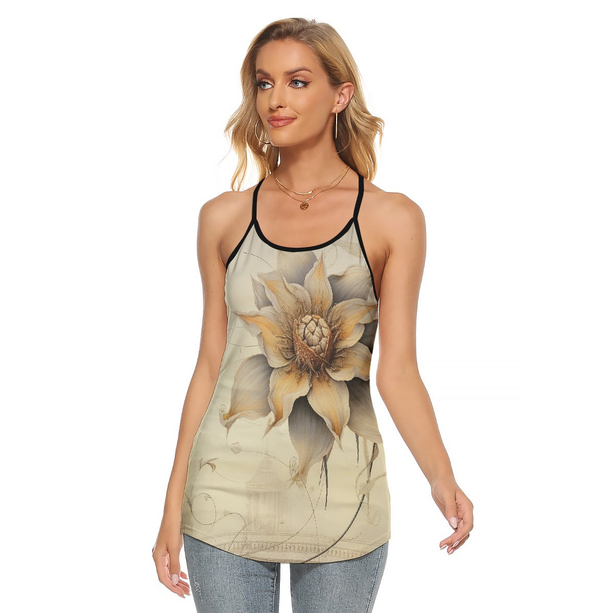 All-Over Print Women's Criss-Cross Open Back Tank Top