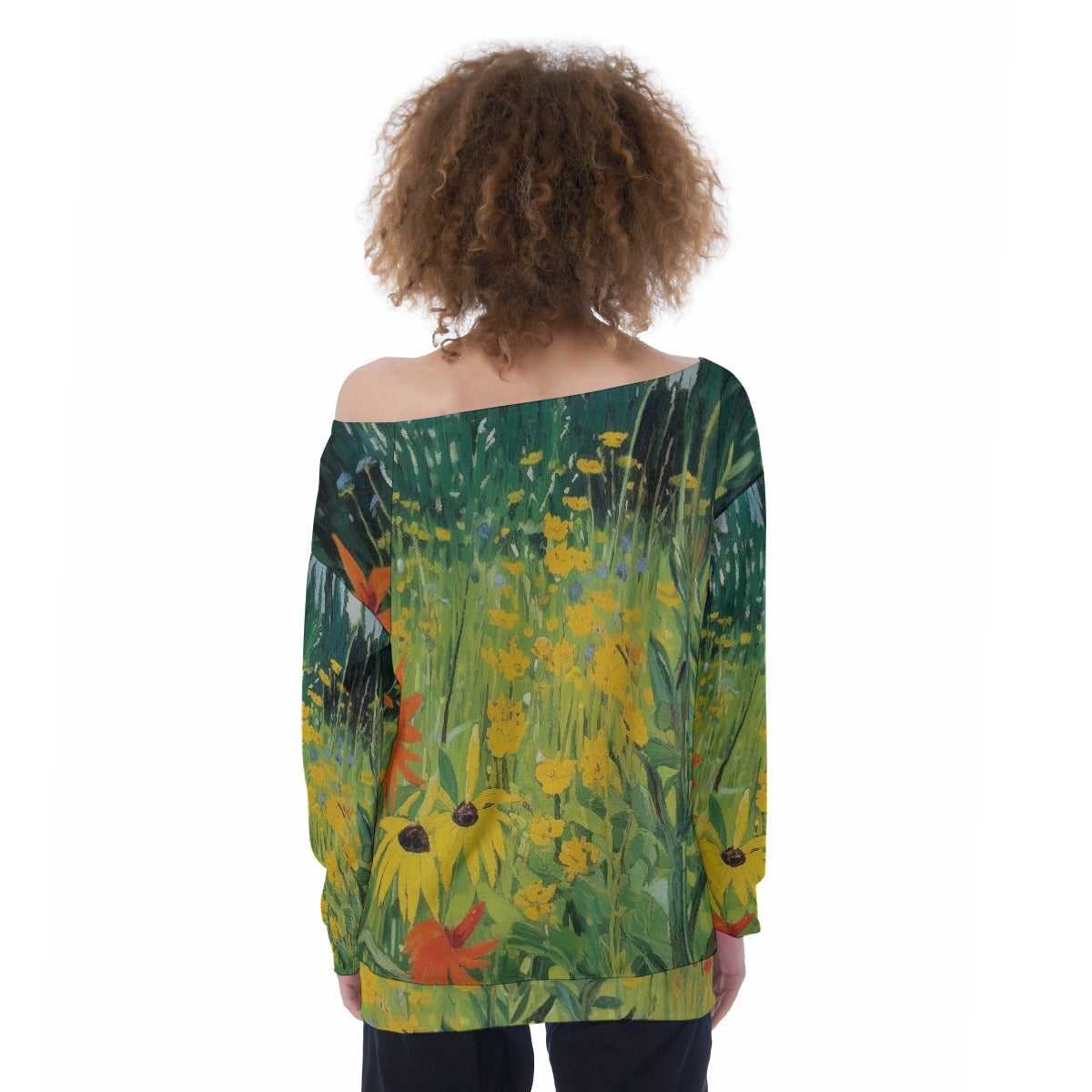 All-Over Print Oversized Women's Off-Shoulder Sweatshirt