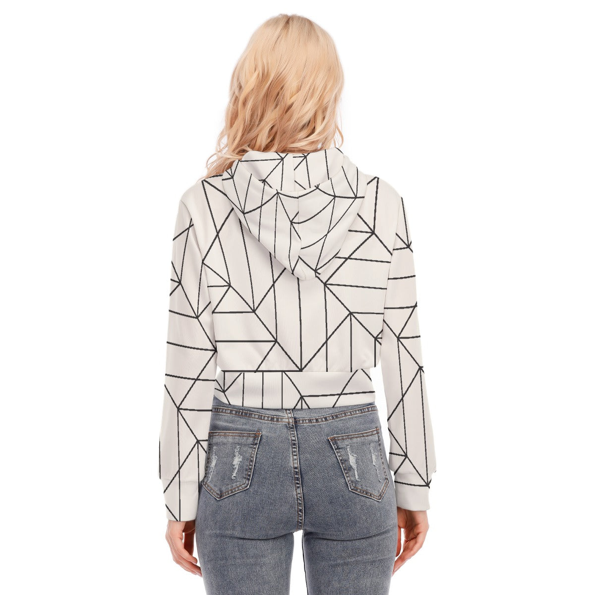 All-Over Print Women's Crop Top Hoodie With Zipper Closure