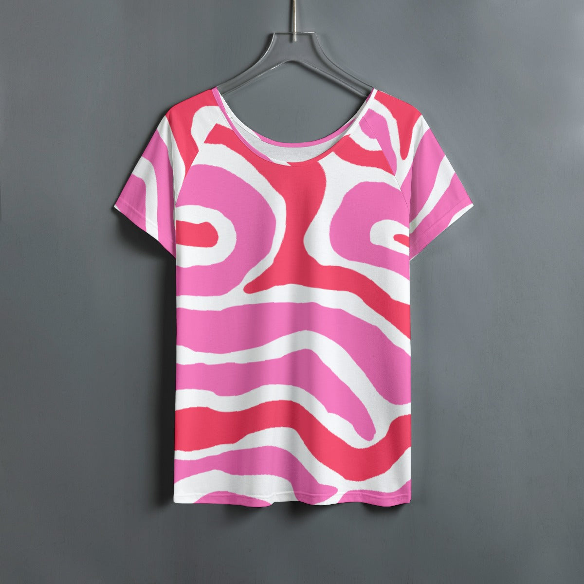 All-Over Print Women's Round Neck T-shirt With Raglan Sleeve