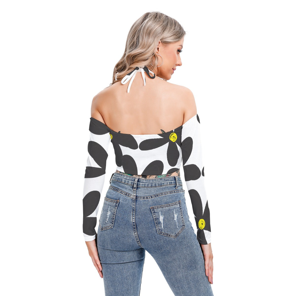 All-Over Print Women's Halter Lace-up Top