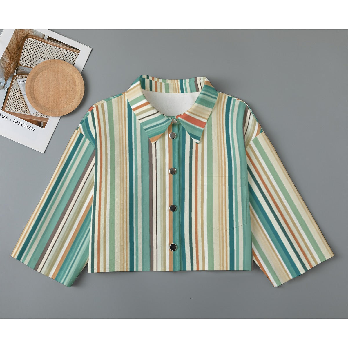 All-Over Print Women's Cropped Jacket | 245GSM Cotton