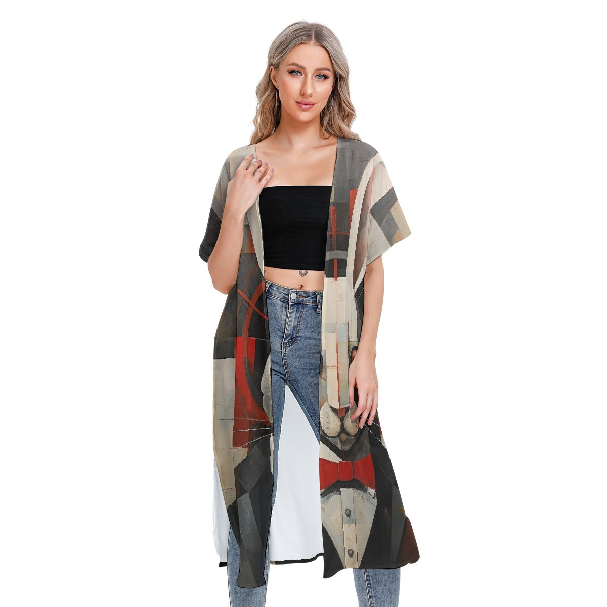 All-Over Print Women's Short Sleeve Cardigan