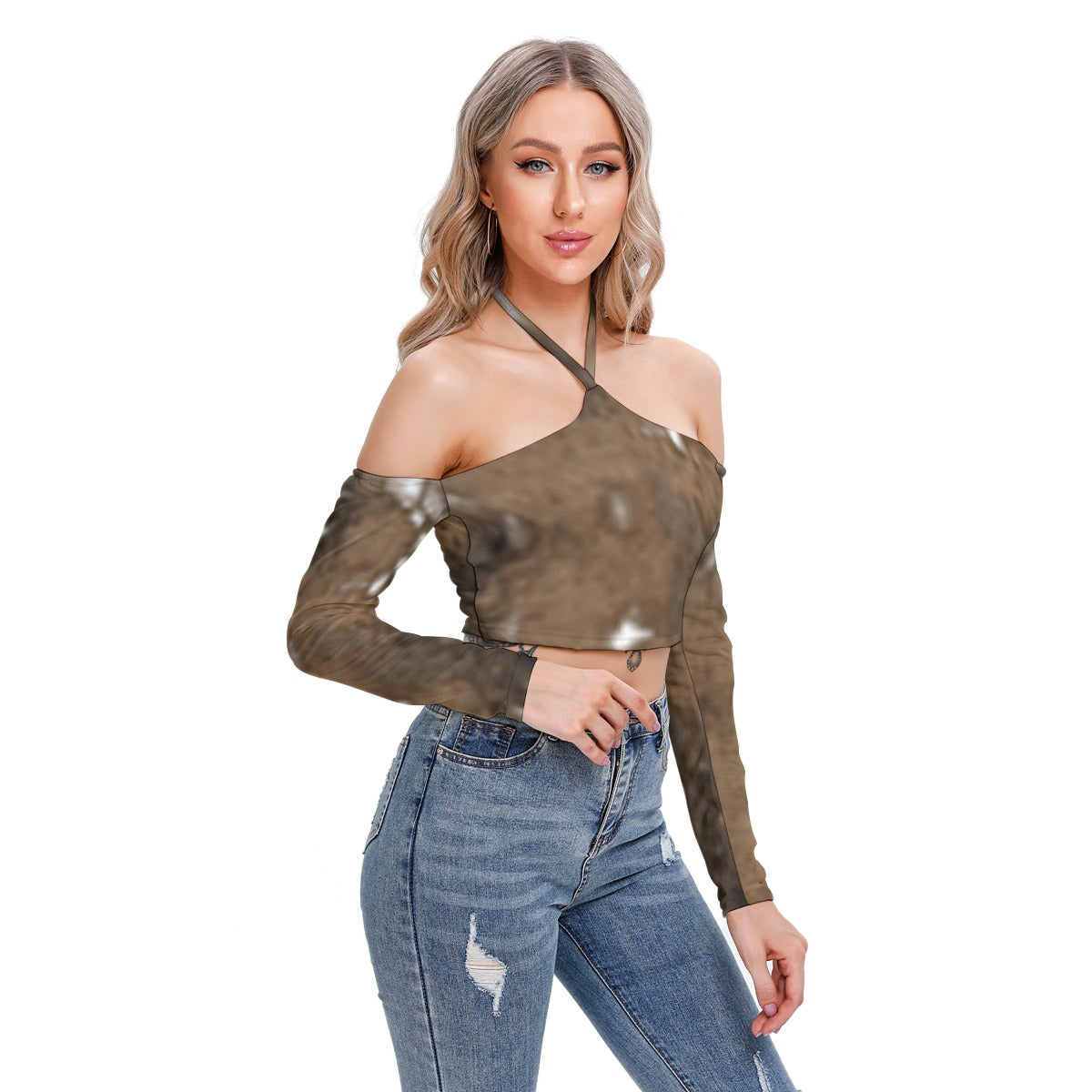 All-Over Print Women's Halter Lace-up Top