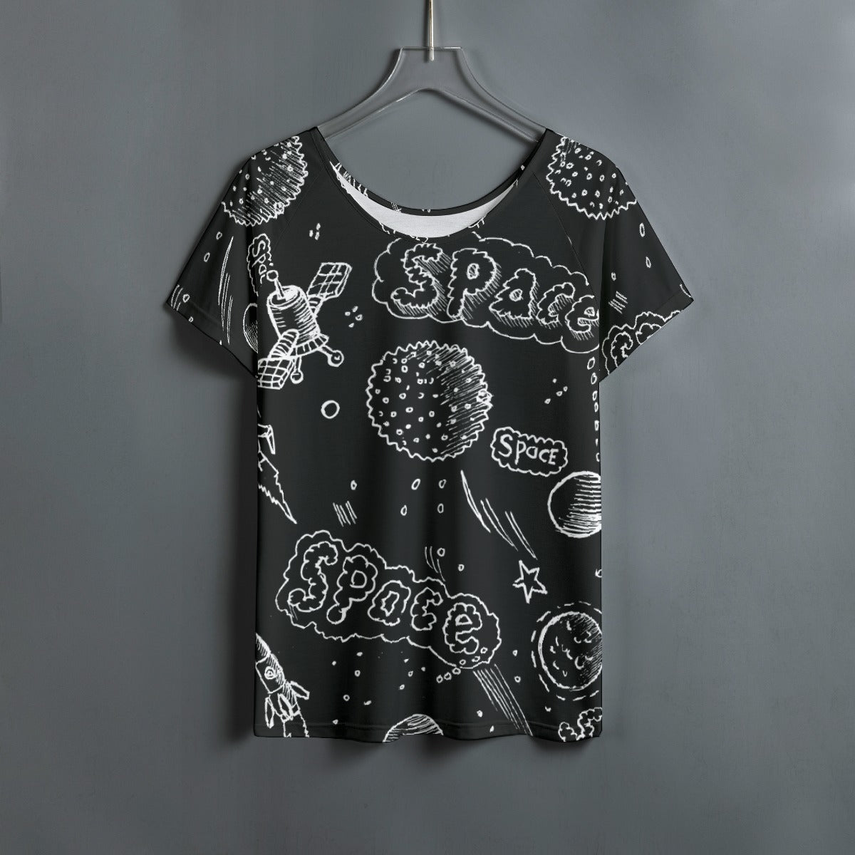 All-Over Print Women's Round Neck T-shirt With Raglan Sleeve