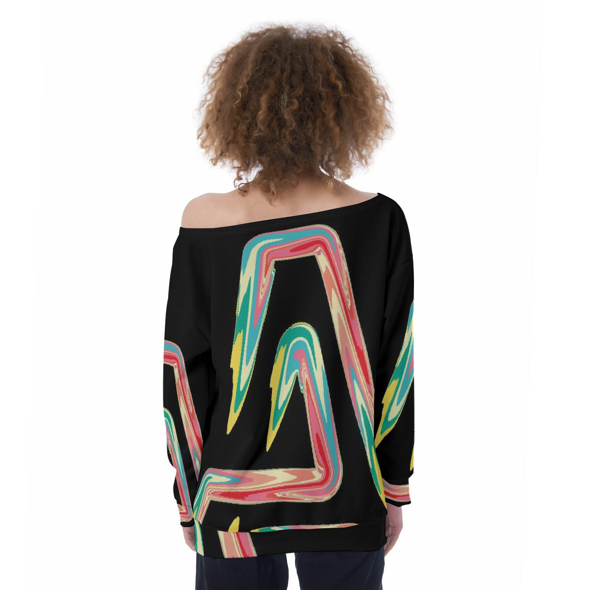 All-Over Print Oversized Women's Off-Shoulder Sweatshirt