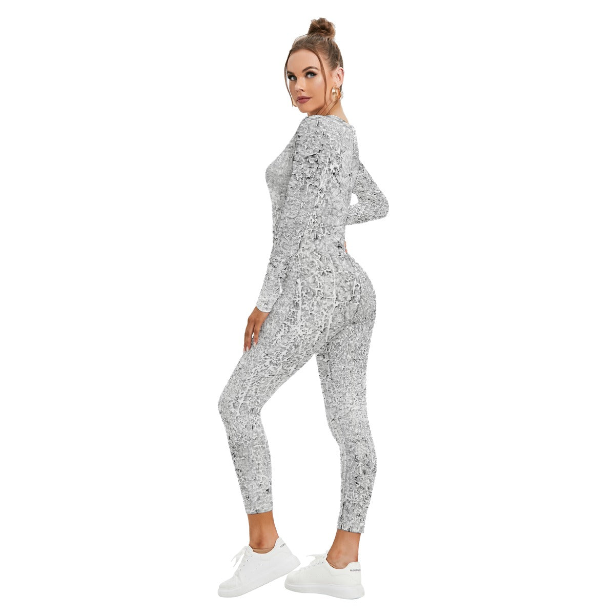 All-Over Print Women's Plunging Neck Jumpsuit