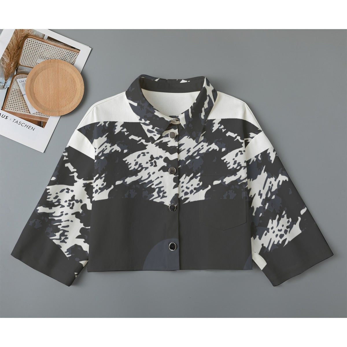 All-Over Print Women's Cropped Jacket | 245GSM Cotton