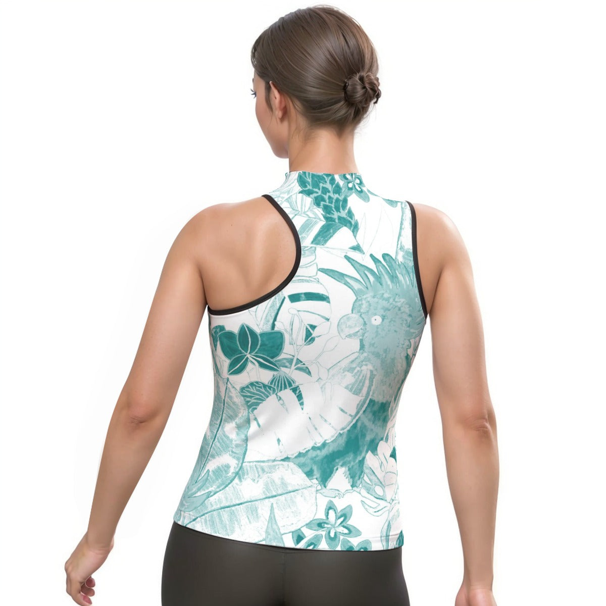 All-Over Print Women's Halter Sleeveless Asymmetrical Tank Top