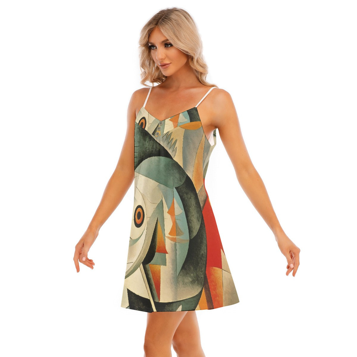 All-Over Print Women's V-neck Cami Dress
