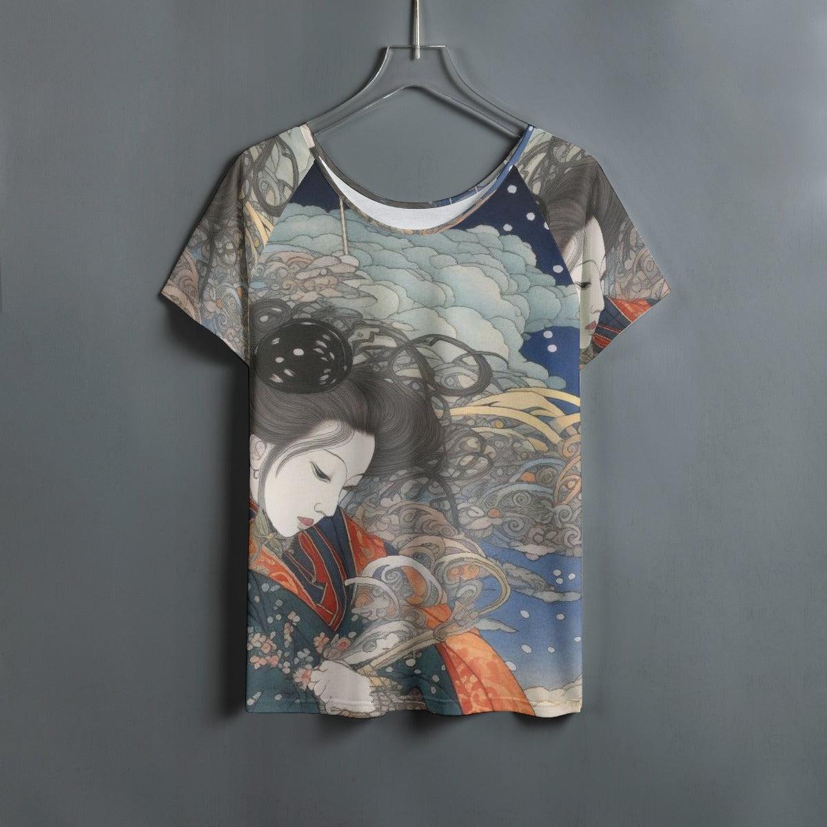 All-Over Print Women's Round Neck T-shirt With Raglan Sleeve