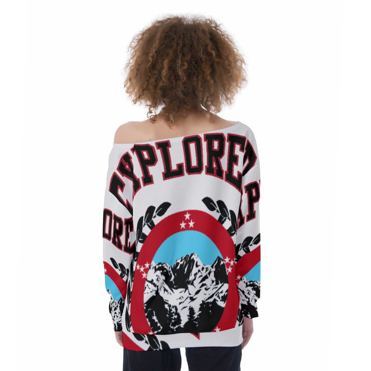 All-Over Print Oversized Women's Off-Shoulder Sweatshirt