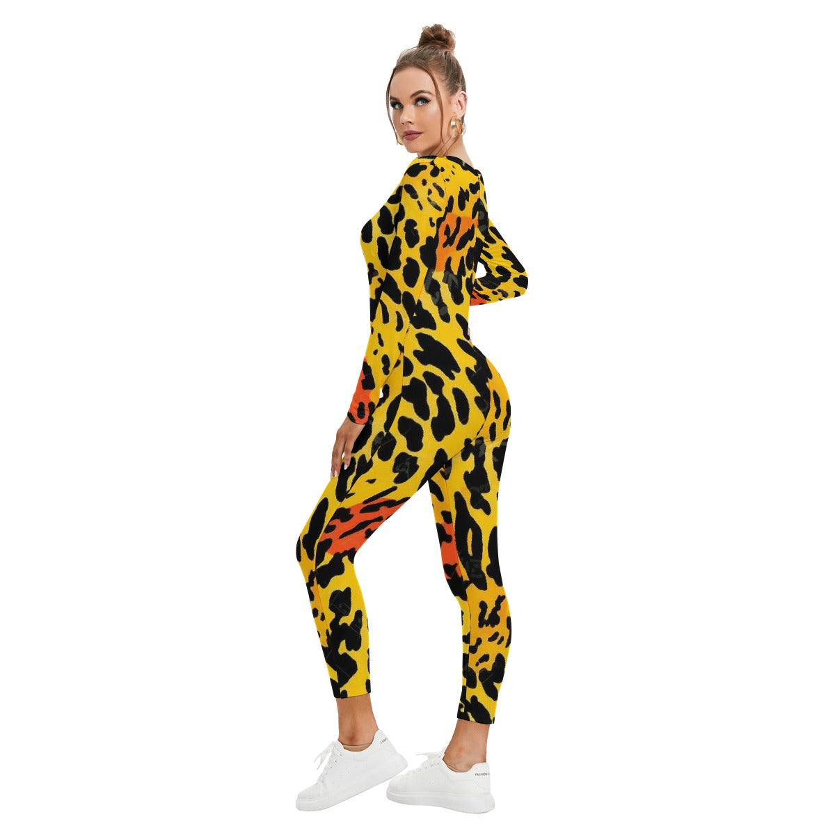 All-Over Print Women's Plunging Neck Jumpsuit
