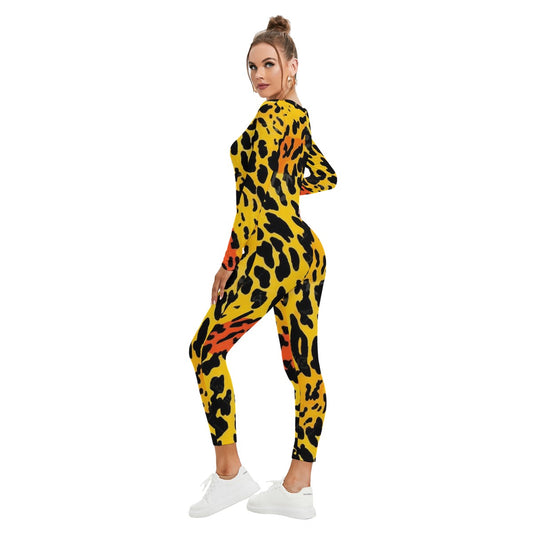 All-Over Print Women's Plunging Neck Jumpsuit