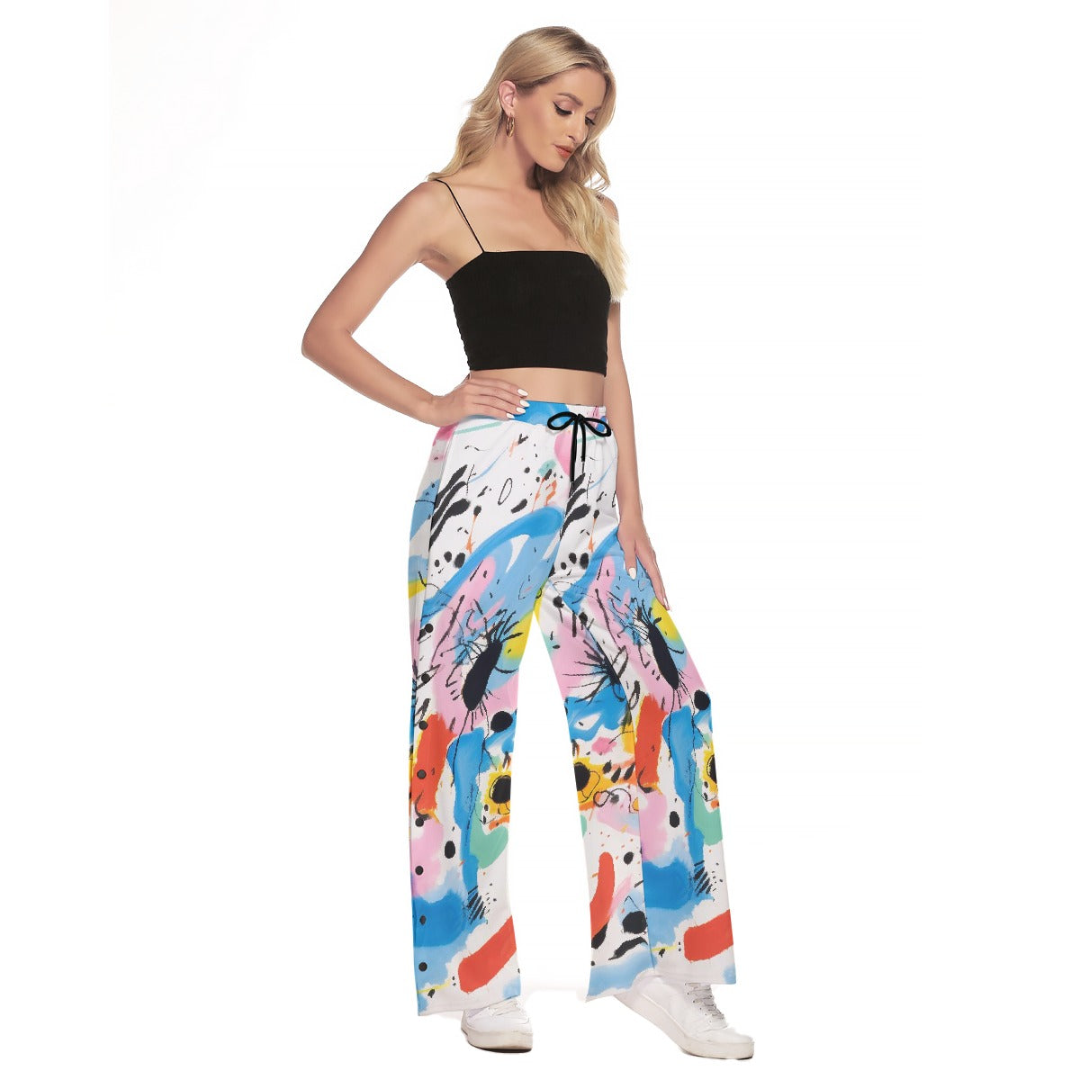 All-Over Print Women's Side Slit Snap Button Trousers