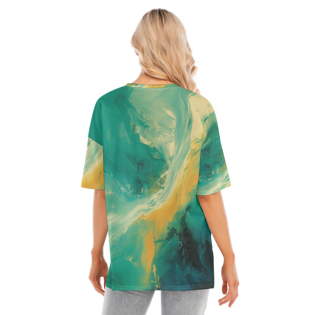 All-Over Print Women's Short Sleeves T-shirt With Hem Split