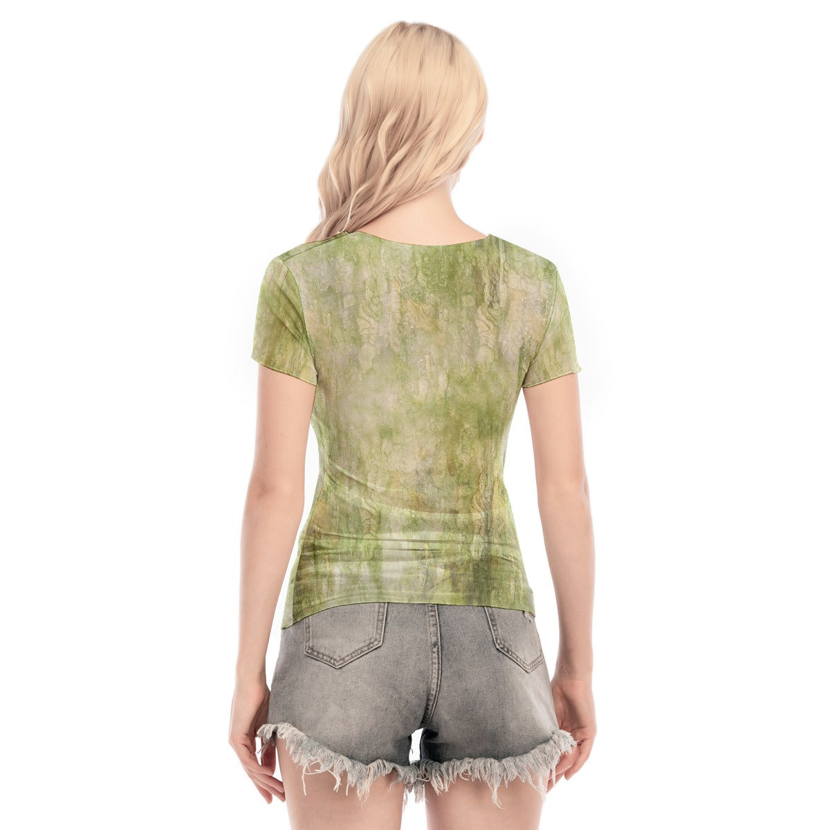 All-Over Print Women's Short Sleeve Mesh Blouse