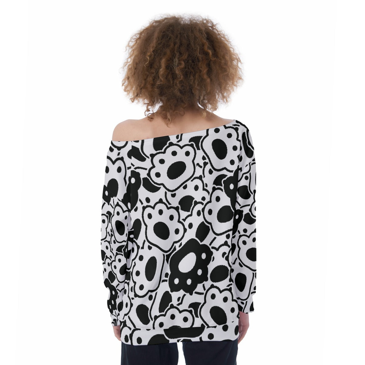 All-Over Print Oversized Women's Off-Shoulder Sweatshirt