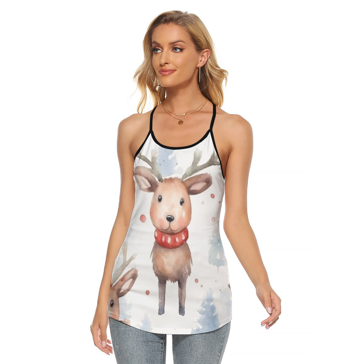 All-Over Print Women's Criss-Cross Open Back Tank Top