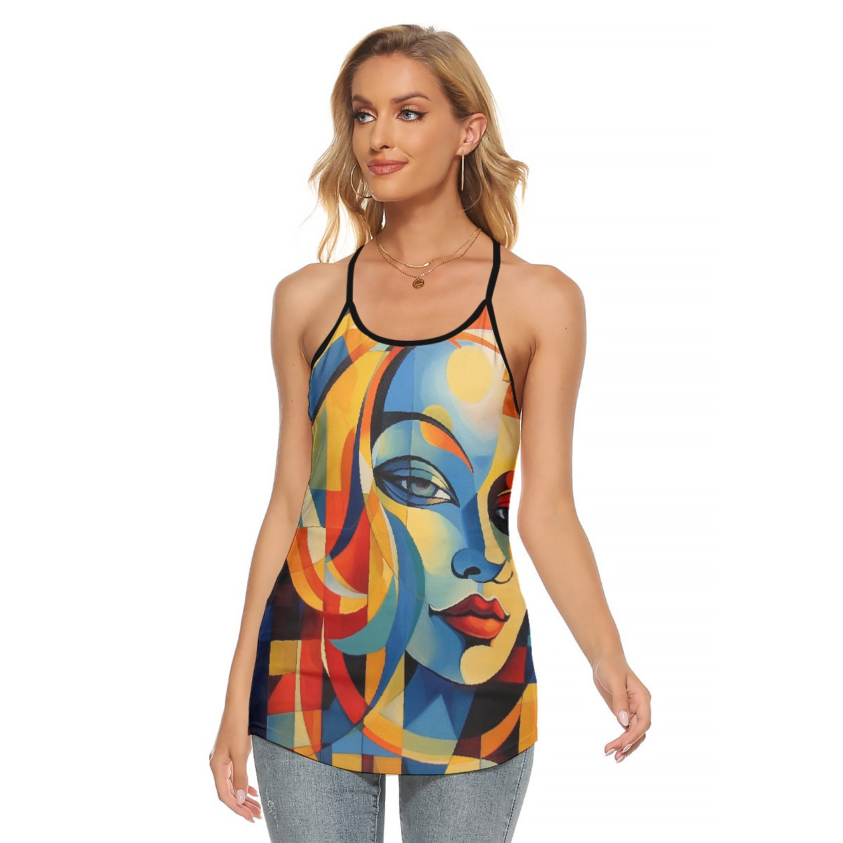 All-Over Print Women's Criss-Cross Open Back Tank Top
