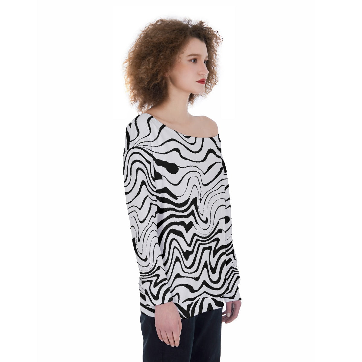 All-Over Print Oversized Women's Off-Shoulder Sweatshirt