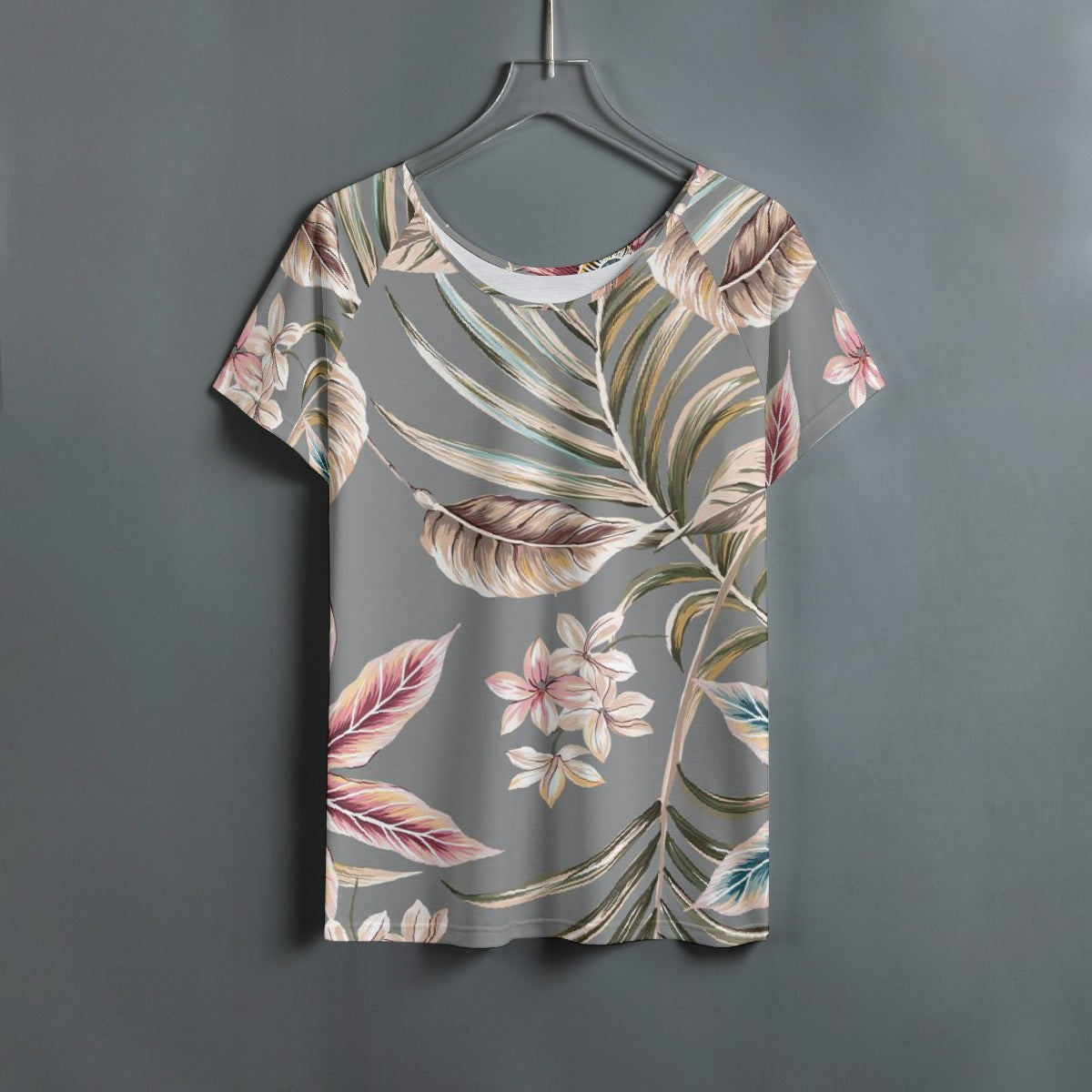 All-Over Print Women's Round Neck T-shirt With Raglan Sleeve