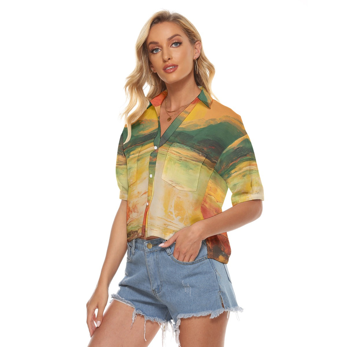 All-Over Print Women's V-neck Shirts