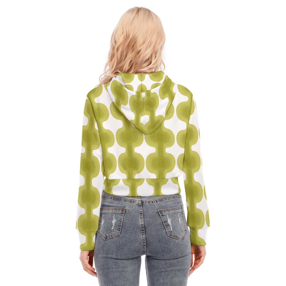All-Over Print Women's Crop Top Hoodie With Zipper Closure