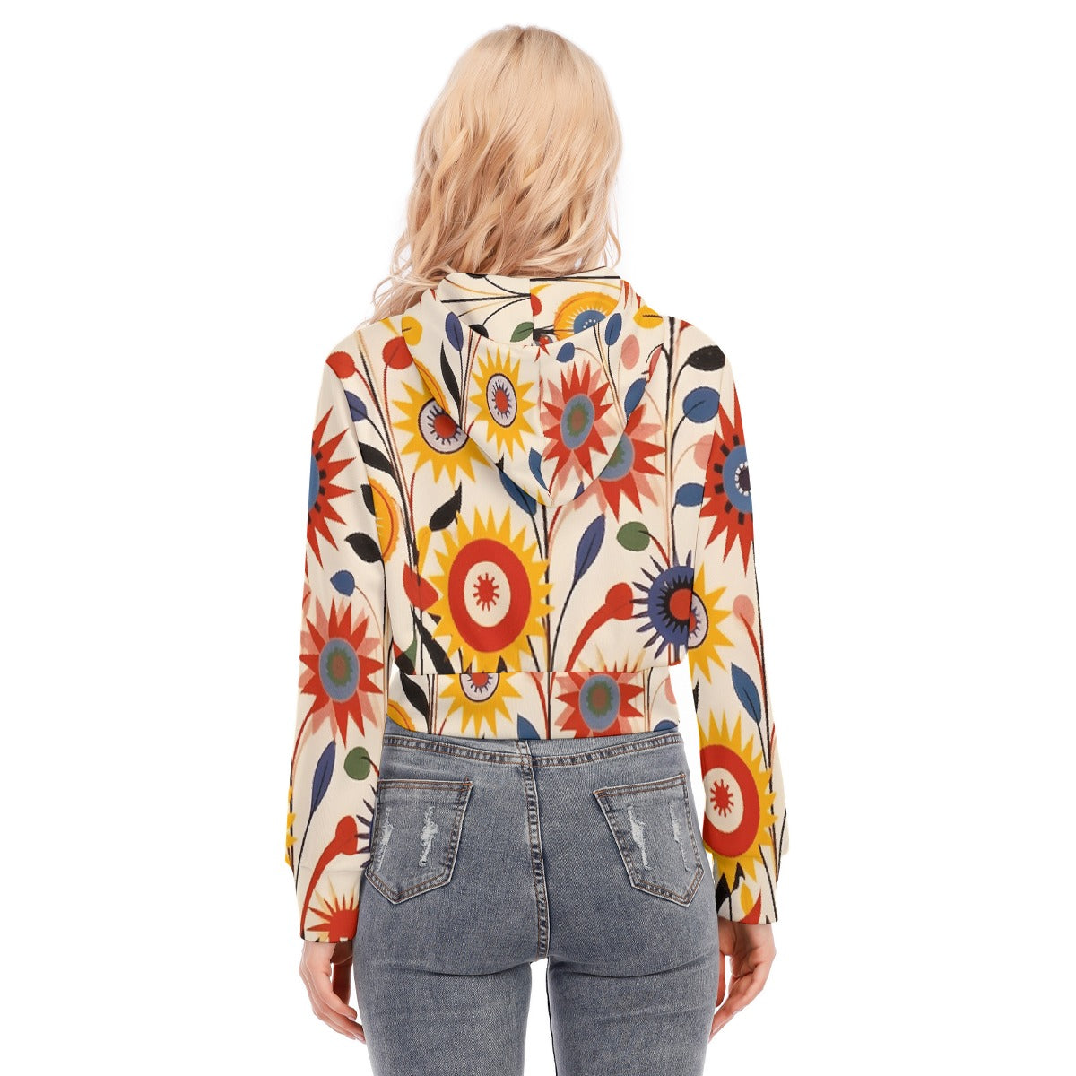 All-Over Print Women's Crop Top Hoodie With Zipper Closure
