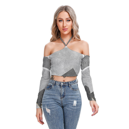 All-Over Print Women's Halter Lace-up Top