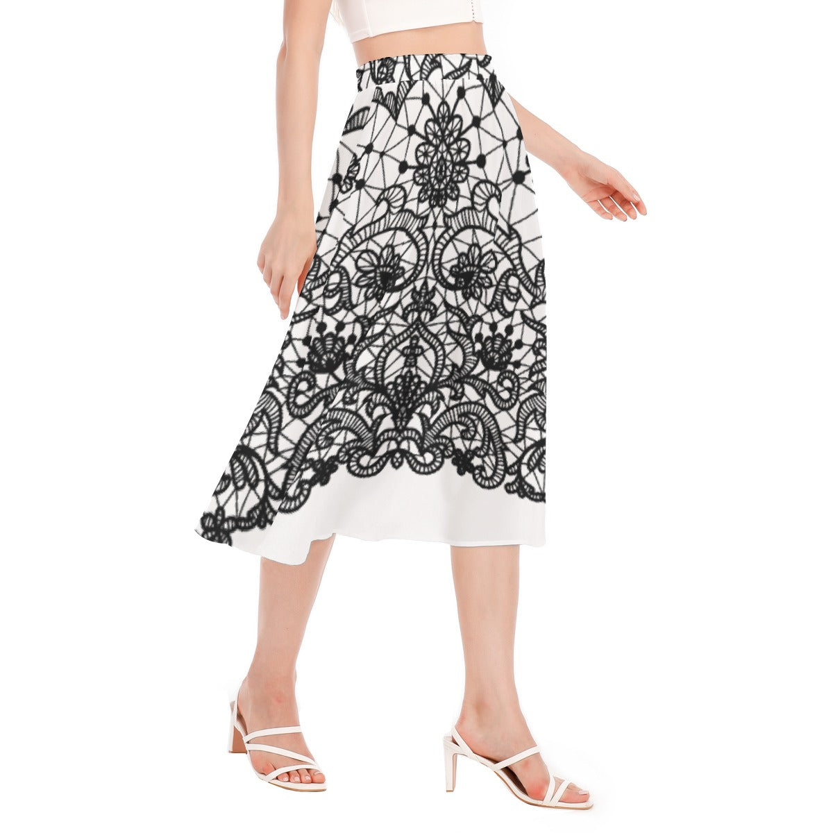 All-Over Print Women's Long Section Chiffon Skirt