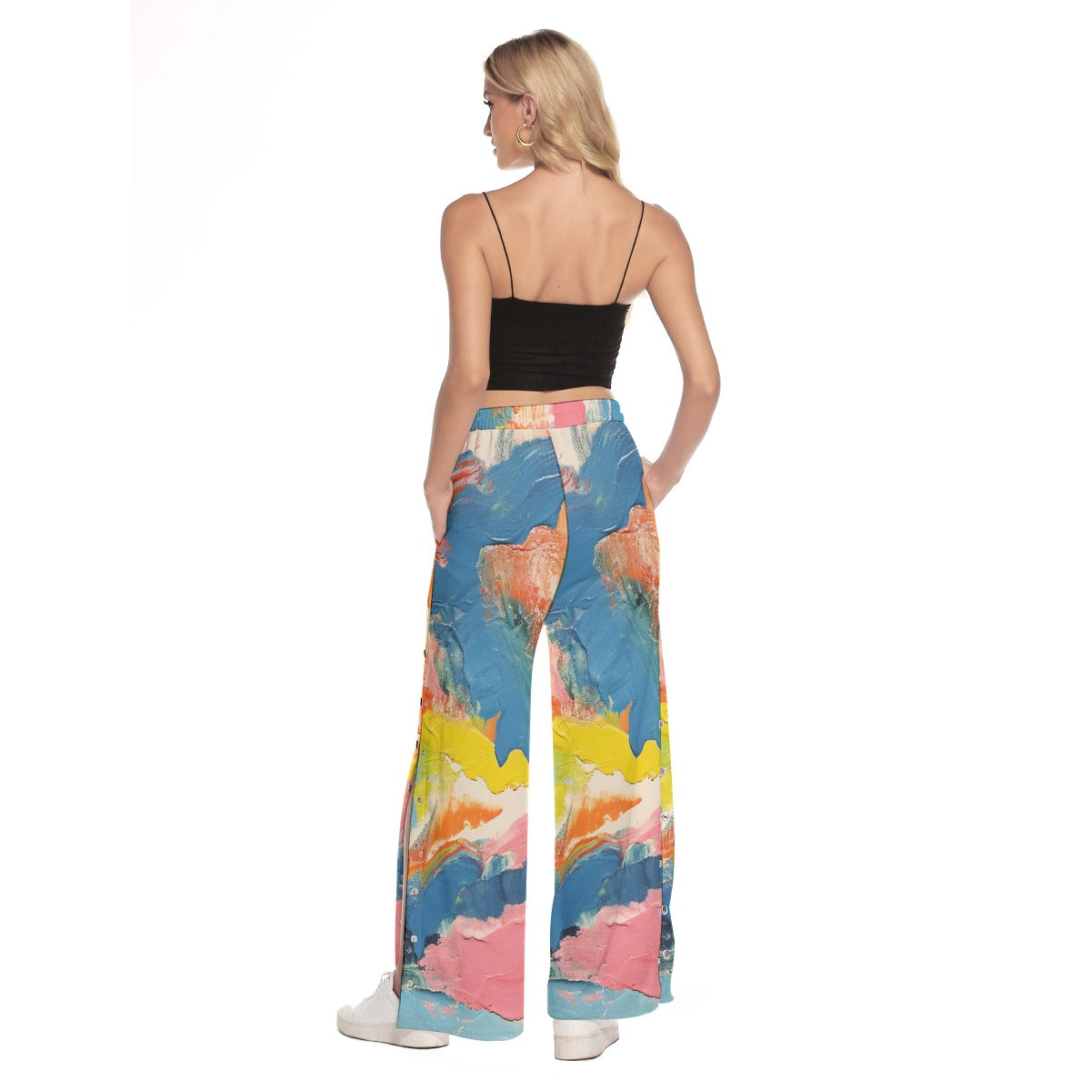 All-Over Print Women's Side Slit Snap Button Trousers