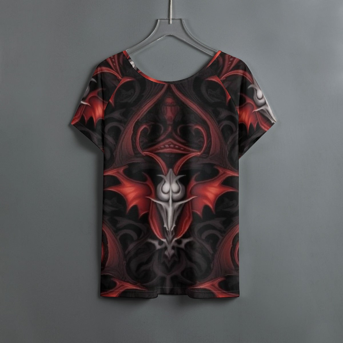 All-Over Print Women's Round Neck T-shirt With Raglan Sleeve
