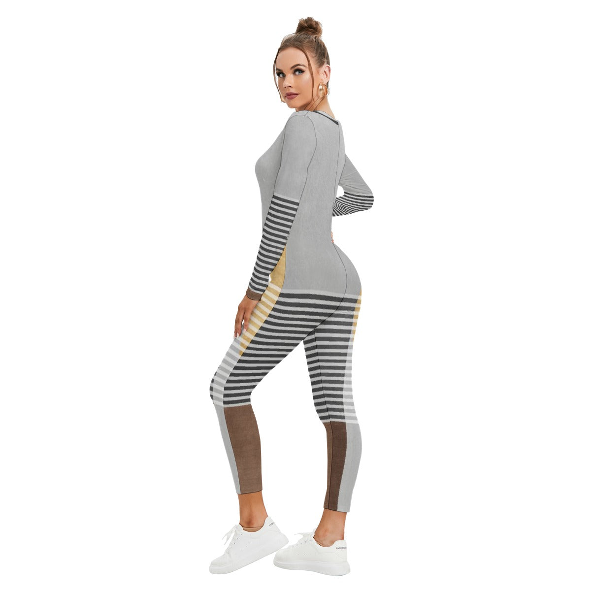 All-Over Print Women's Plunging Neck Jumpsuit