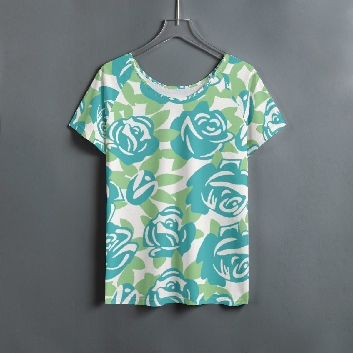 All-Over Print Women's Round Neck T-shirt With Raglan Sleeve