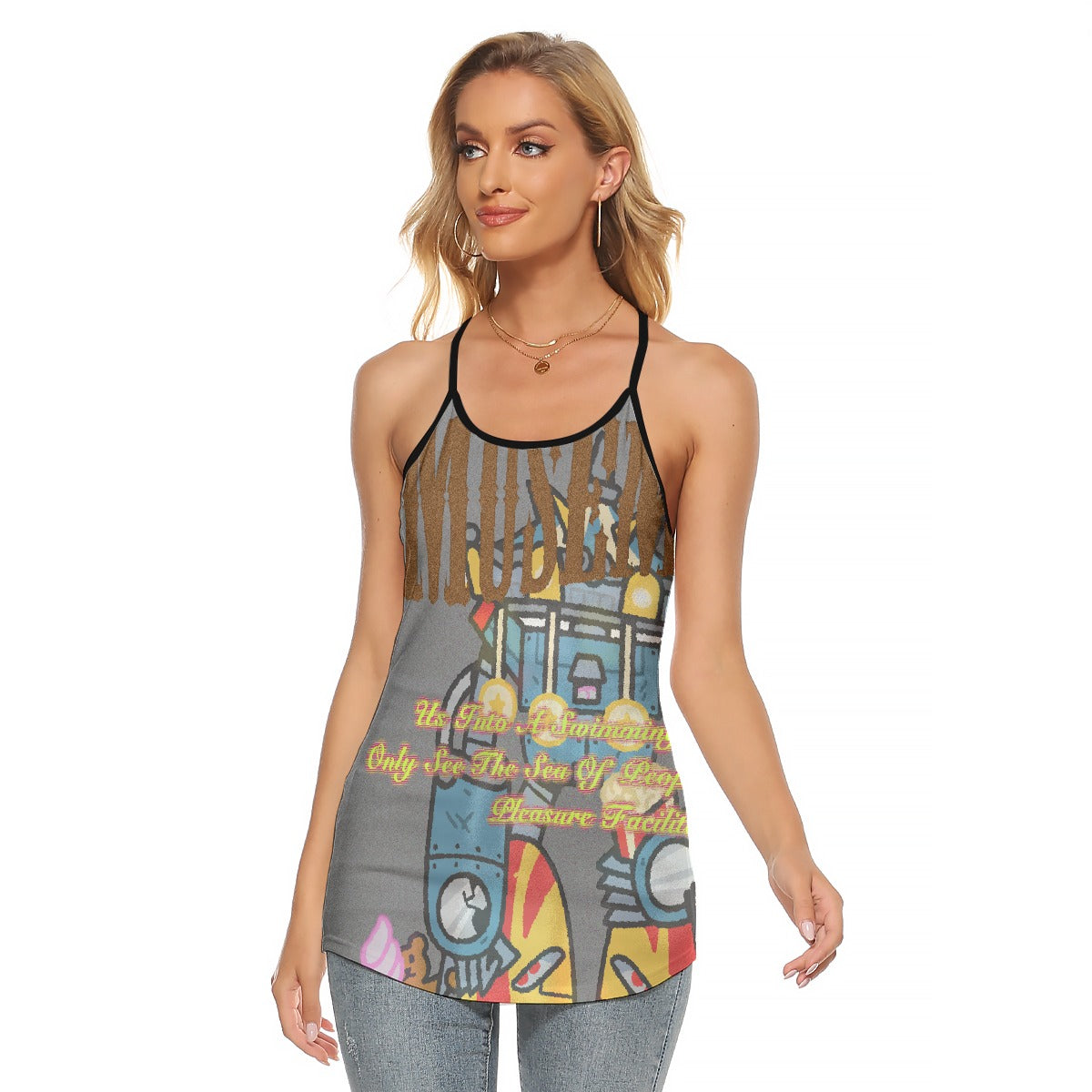 All-Over Print Women's Criss-Cross Open Back Tank Top