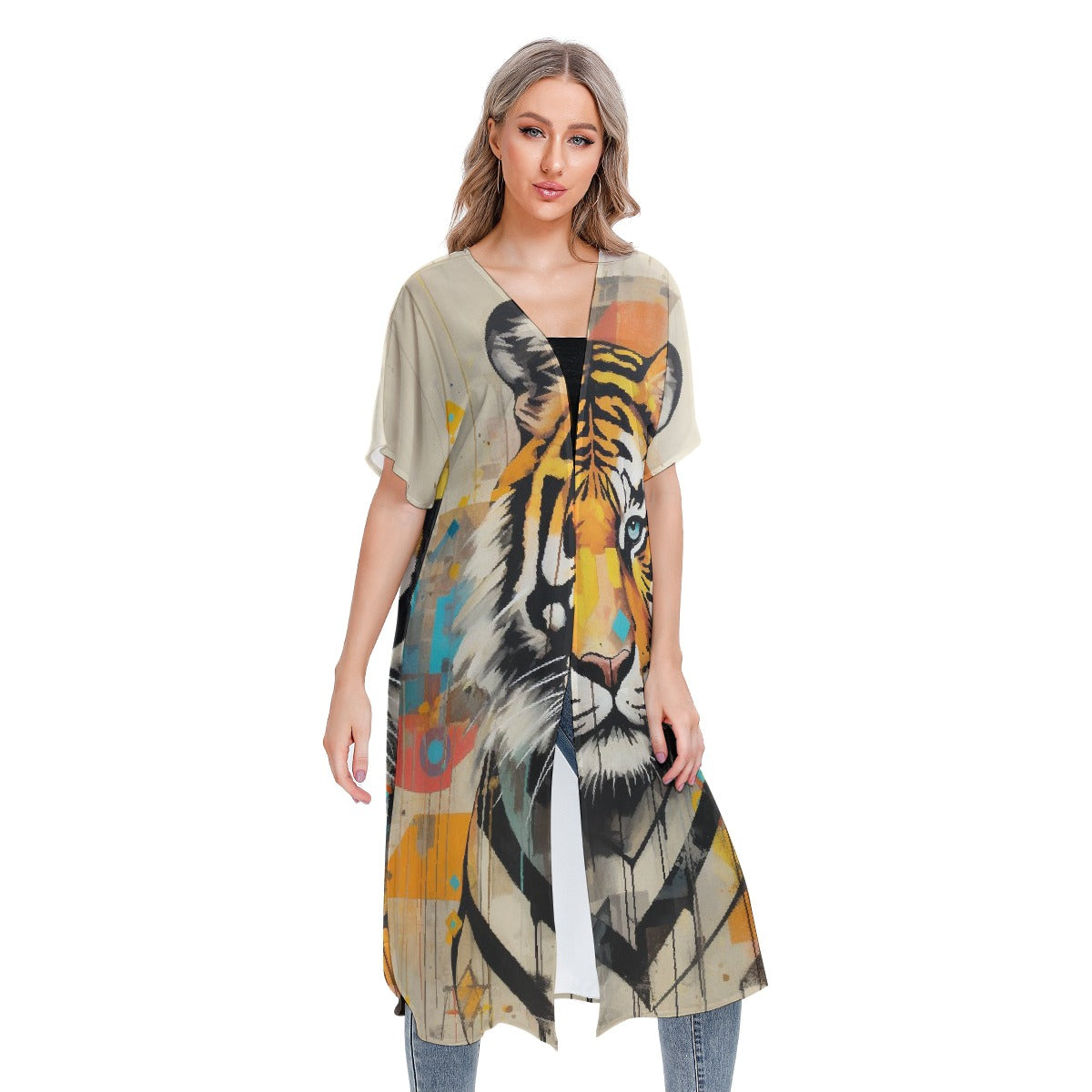 All-Over Print Women's Short Sleeve Cardigan