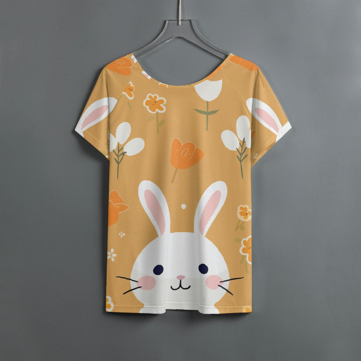 All-Over Print Women's Round Neck T-shirt With Raglan Sleeve