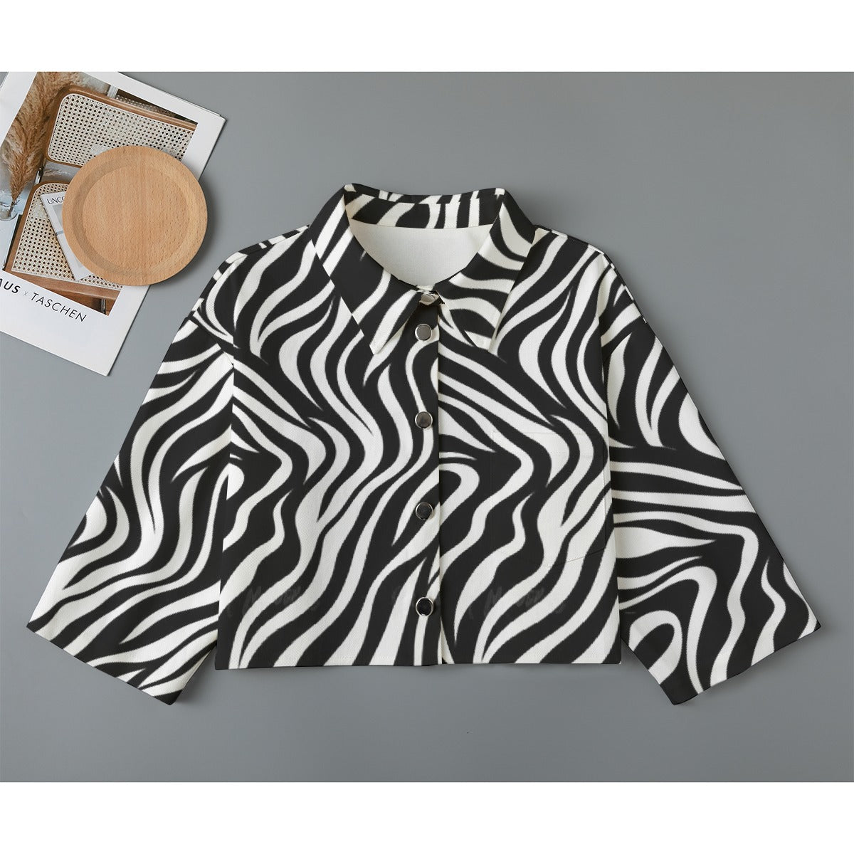 All-Over Print Women's Cropped Jacket | 245GSM Cotton