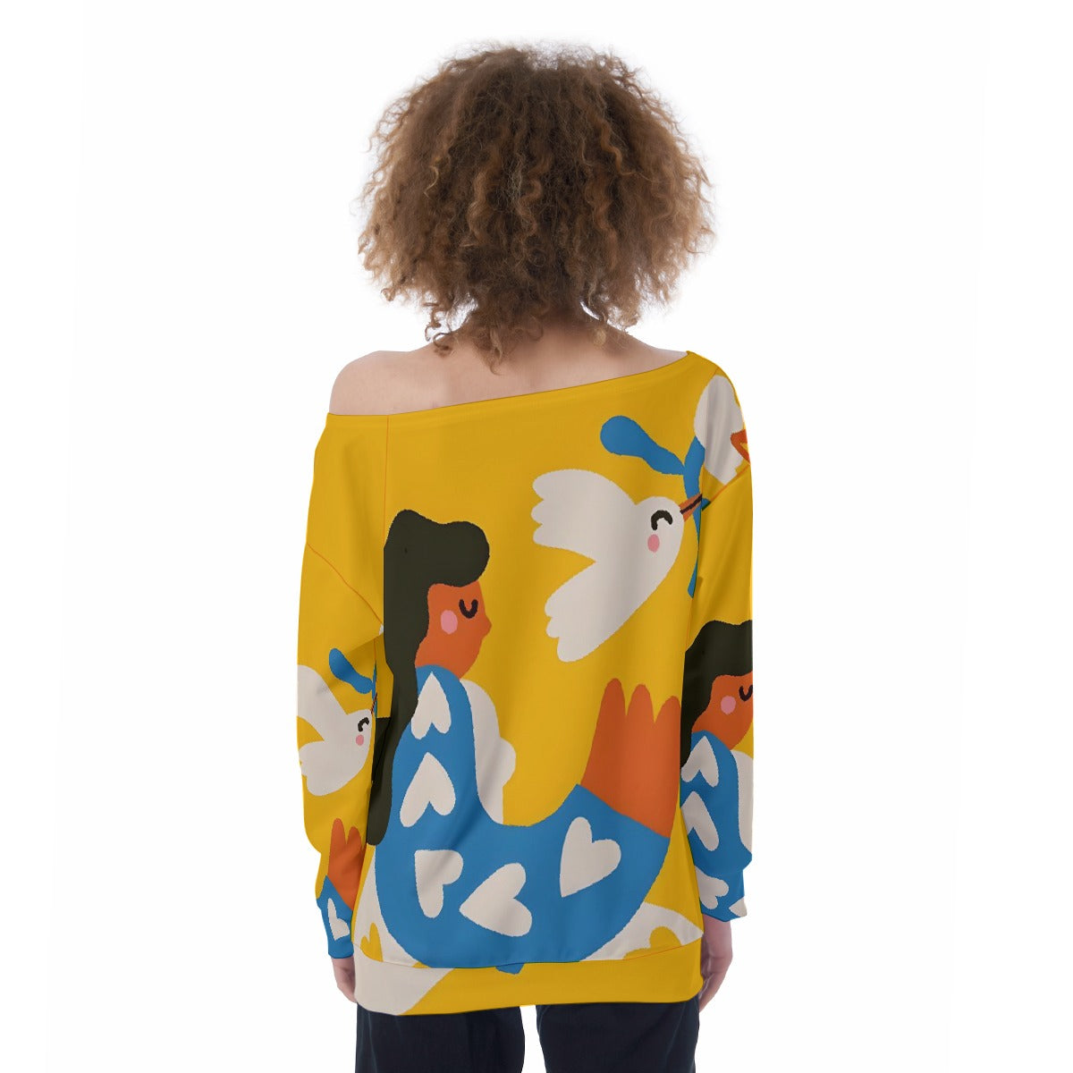 All-Over Print Oversized Women's Off-Shoulder Sweatshirt