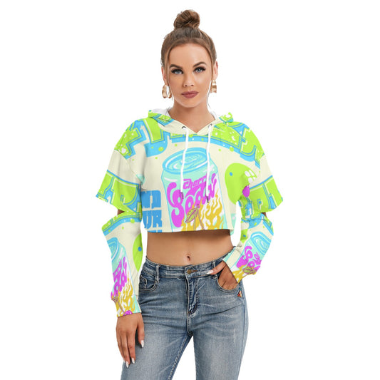 All-Over Print Women's Heavy Fleece Hoodie With Hollow Out Sleeve