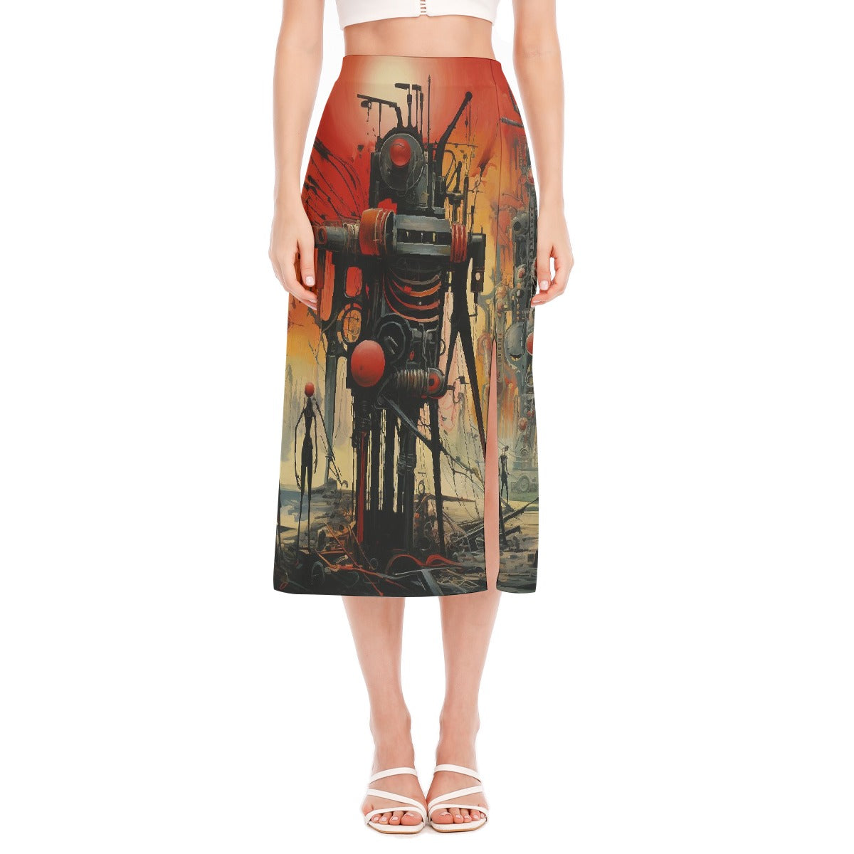 All-Over Print Women's High Slit Long Skirt