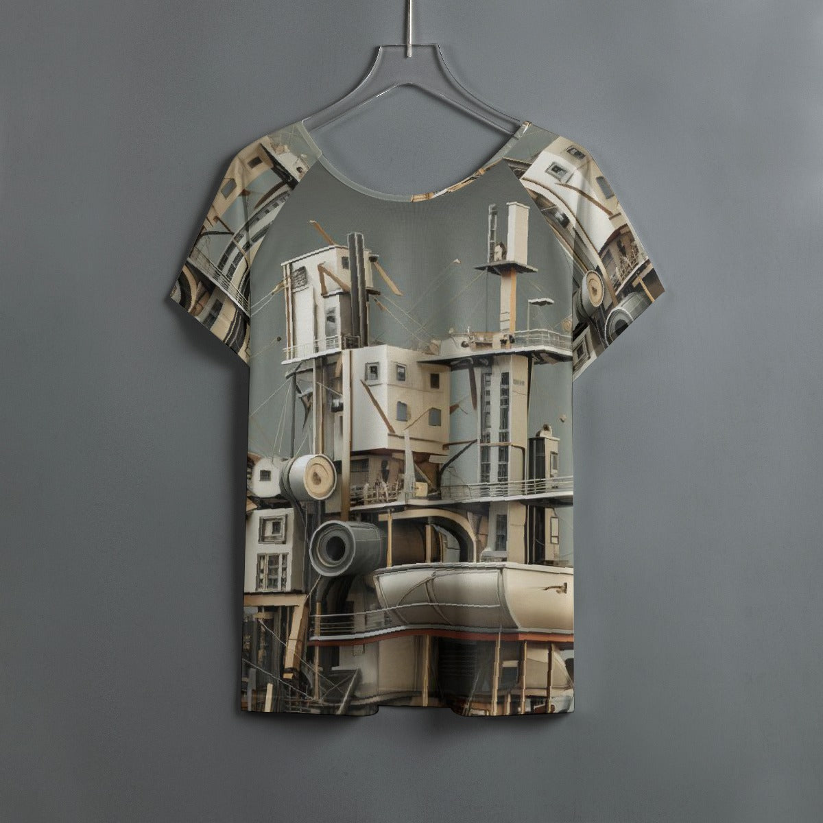 All-Over Print Women's Round Neck T-shirt With Raglan Sleeve