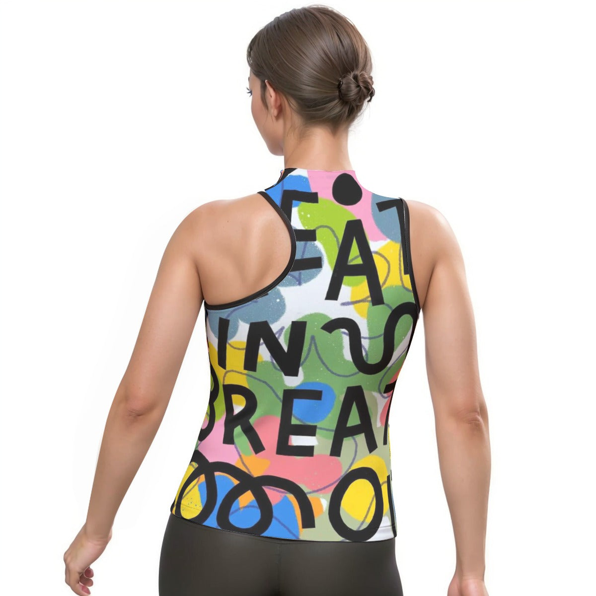 All-Over Print Women's Halter Sleeveless Asymmetrical Tank Top