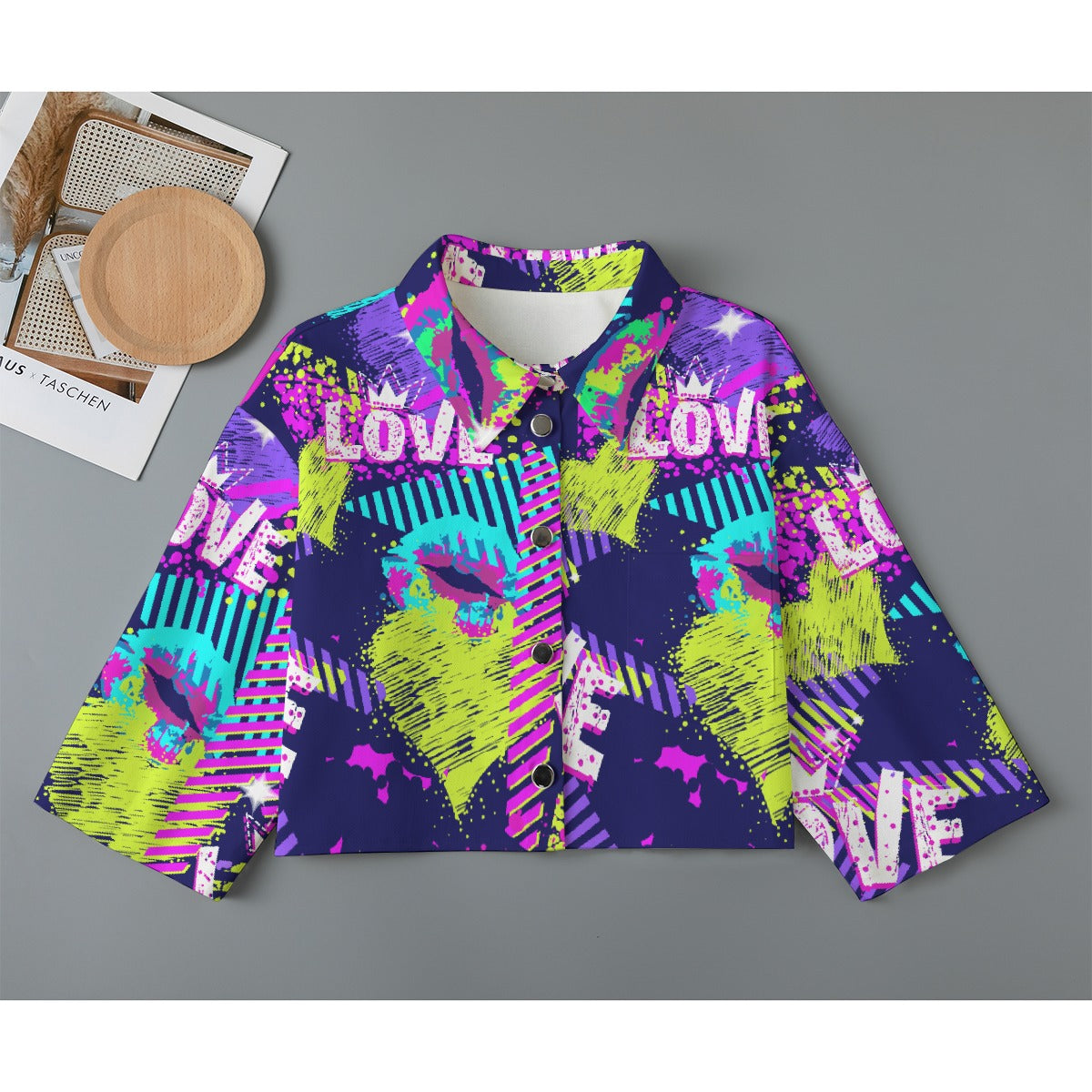 All-Over Print Women's Cropped Jacket | 245GSM Cotton